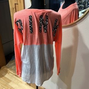 Victoria Secret Pink xsmall long sleeved jersey knit top sequins